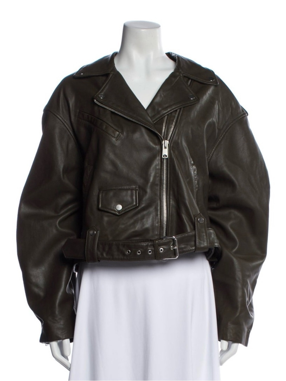 RARE!! ALLSAINTS deep brown Leather Moto Jacket with Belt